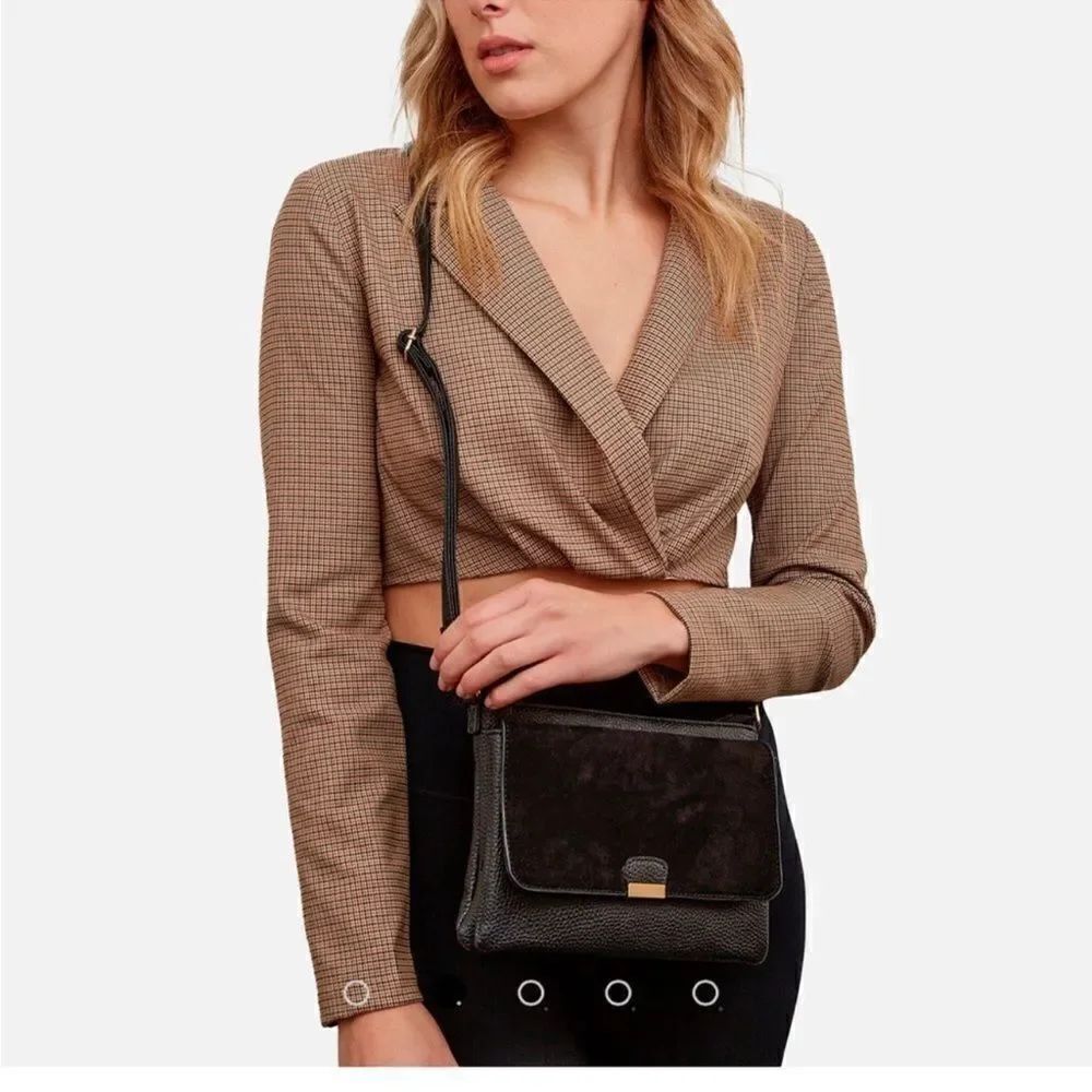 ZARA Plaid Blazer Crop Top Size Small